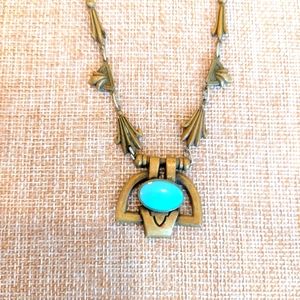 Bronze and light blue color Egyptian style necklace.